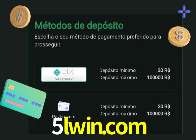 O cassino 5lwin.com oferece uma grande variedade de métodos de pagamento